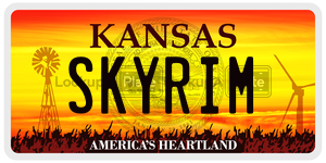 SKYRIM  license plate in KS