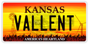 VALLENT  license plate in KS