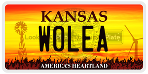 W0LEA license plate in Kansas