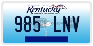 985LNV  license plate in KY