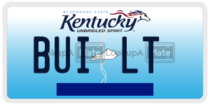 BUILT  license plate in KY
