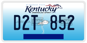 D2T852  license plate in KY