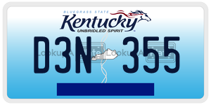 D3N355  license plate in KY