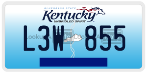 L3W855  license plate in KY