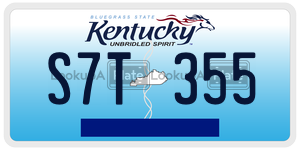 S7T355  license plate in KY