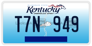 T7N949  license plate in KY