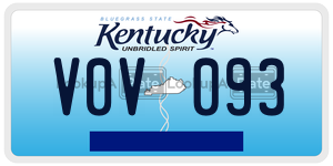 V0V093  license plate in KY
