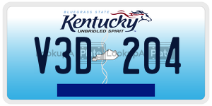V3D204  license plate in KY