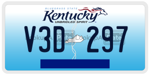 V3D297  license plate in KY