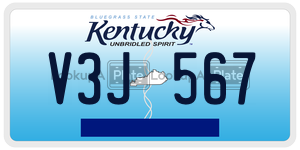 V3J567  license plate in KY