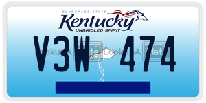 V3W474  license plate in KY