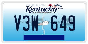 V3W649  license plate in KY