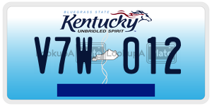 V7W012  license plate in KY