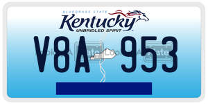 V8A953  license plate in KY
