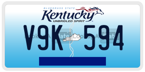 V9K594  license plate in KY