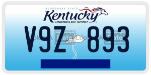 V9Z893  license plate in KY