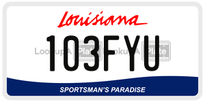 103FYU license plate in Louisiana