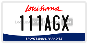 111AGX license plate in Louisiana