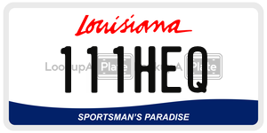 111HEQ license plate in Louisiana