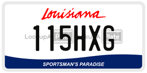 115HXG license plate in Louisiana