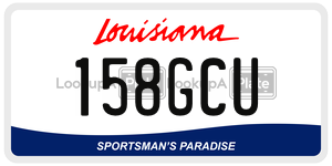 158GCU license plate in Louisiana