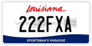 222FXA license plate in Louisiana