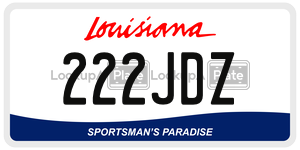 222JDZ license plate in Louisiana