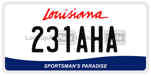 231AHA license plate in Louisiana