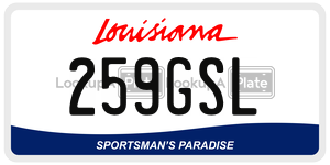 259GSL license plate in Louisiana