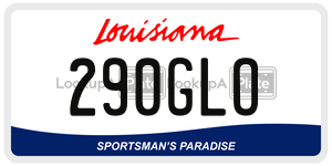 290GLO license plate in Louisiana