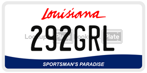 292GRL license plate in Louisiana