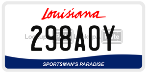 298AOY license plate in Louisiana