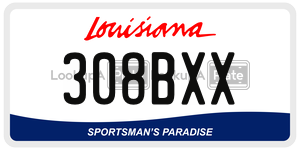 308BXX license plate in Louisiana