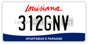 312GNV license plate in Louisiana