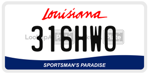 316HWO license plate in Louisiana