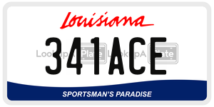 341ACE license plate in Louisiana