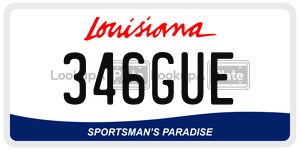 346GUE license plate in Louisiana