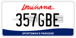 357GBE license plate in Louisiana
