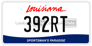 392RT license plate in Louisiana