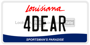 4DEAR license plate in Louisiana