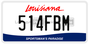 514FBM license plate in Louisiana