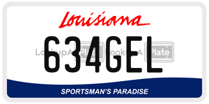 634GEL license plate in Louisiana