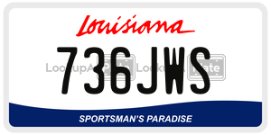 736JWS license plate in Louisiana