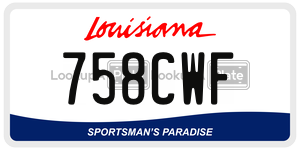 758CWF license plate in Louisiana