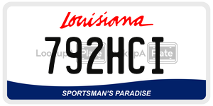 792HCI license plate in Louisiana