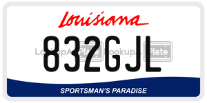 832GJL license plate in Louisiana