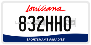 832HHO license plate in Louisiana