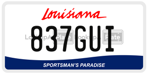 837GUI license plate in Louisiana