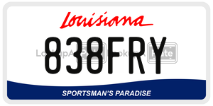 838FRY license plate in Louisiana