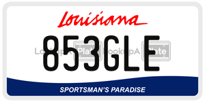 853GLE license plate in Louisiana